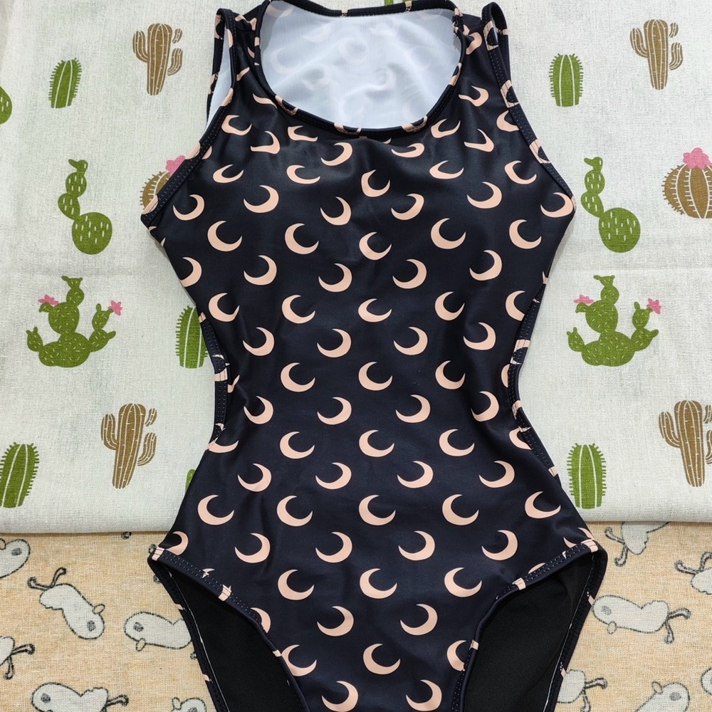 Marine Serre Black Crescent Moon One-Piece Swimsuit